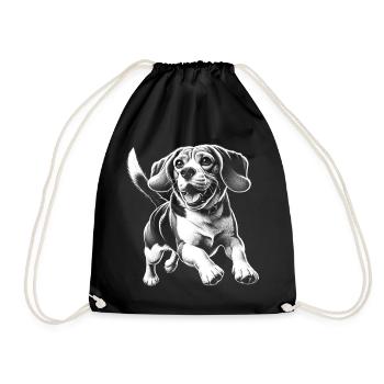 Cheerful beagle as a cute portrait - Drawstring Bag - black - Front