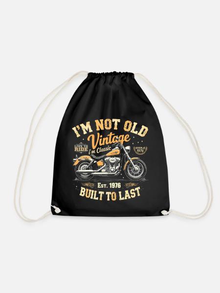 Jahrgang 1976 geboren Motorrad Geburtstag Geschenk - Turnbeutel - Schwarz