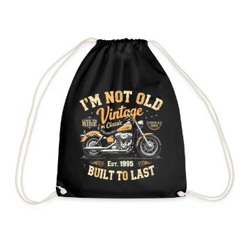 Vintage 1995 Born Motorcycle Birthday Gift - Drawstring Bag - black - Front