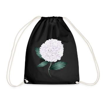 White hydrangea blossom – elegance and lightness - Drawstring Bag - black - Front