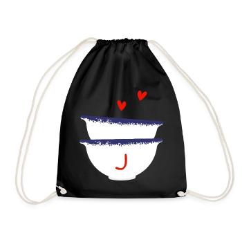 Letter J Breton bowls - Drawstring Bag - black - Front