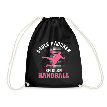 Coole Mädchen Spielen Handball Handballerin  - Turnbeutel - Schwarz - Vorne