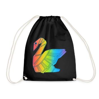 Rainbow Swan - Drawstring Bag - black - Front