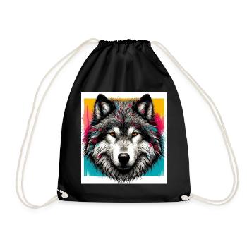Wolf - Turnbeutel - Schwarz - Vorne