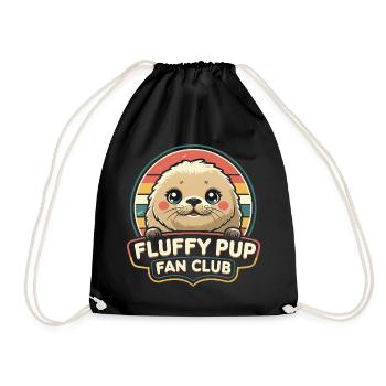 Sattelrobbe Robben Fluffy Pup Fan Club - Turnbeutel - Schwarz - Vorne
