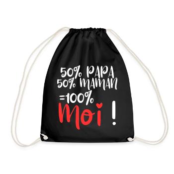 50% Dad, 50% Mom 100% Me - Drawstring Bag - black - Front