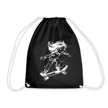 Dessin de fille en skateboard - Sac de sport léger - noir - Devant