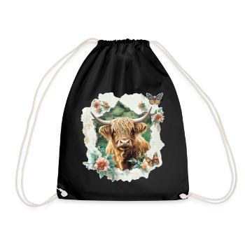 Highland cattle - Drawstring Bag - black - Front