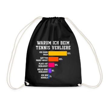 Warum ich beim Tennis verliere Tennis - Turnbeutel - Schwarz - Vorne