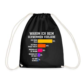 Warum ich beim Schwimmen verliere Schwimmen  - Turnbeutel - Schwarz - Vorne