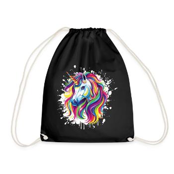 Einhorn Portrait Unicorn - Drawstring Bag - black - Front