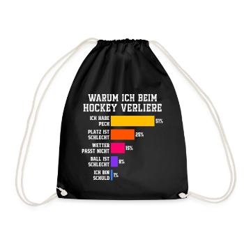 Warum ich beim Hockey verliere Hockey  - Turnbeutel - Schwarz - Vorne