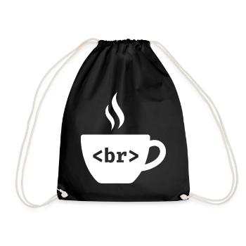 Coffee Break – Witziges HTML Tag Design - Turnbeutel - Schwarz - Vorne
