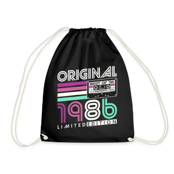 40th Birthday Retro Gift 1986 Vintage - Drawstring Bag - black - Front