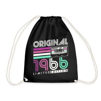 60th Birthday 1966 Vintage Born Retro - Drawstring Bag - black - Front