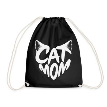 Cat Mom Katzenmama mit Katzenohren Design - Turnbeutel - Schwarz - Vorne