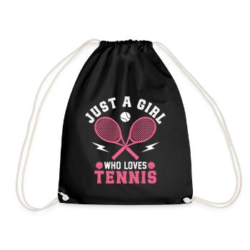 Einfach ein Mädchen, das Tennis liebt, - Turnbeutel - Schwarz - Vorne