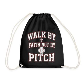 Marchez par la foi, pas par le lancer Baseball chrétien - Sac de sport léger - noir - Devant