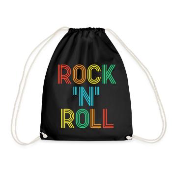 Rock'N'Roll Mehrfarbiger Retro-Neontext - Turnbeutel - Schwarz - Vorne