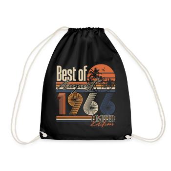 August 1966 Vintage Geburtstag Geschenk  Retro  - Turnbeutel - Schwarz - Vorne