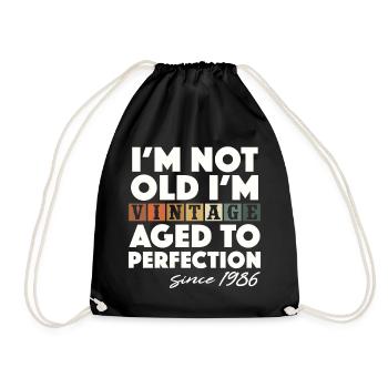 Vintage 1986 Vintage Birthday Gift Retro - Drawstring Bag - black - Front