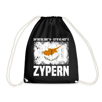Zypern Koordinaten - Turnbeutel - Schwarz - Vorne
