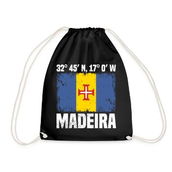 Madeira Coordinates - Drawstring Bag - black - Front