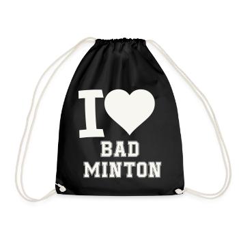 I love badminton heart - Drawstring Bag - black - Front