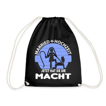 Junggesellenabschied Sie hat die Macht Peitsche - Turnbeutel - Schwarz - Vorne