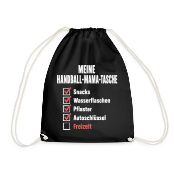 Handball Mama Tasche – Snacks, Pflaster, Freizeit? - Turnbeutel - Schwarz - Vorne
