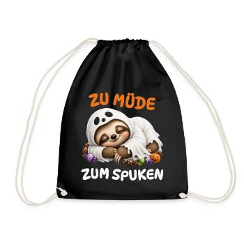 Zu Müde Zum Spuken – Faultier Geist Kinder - Turnbeutel - Schwarz - Vorne