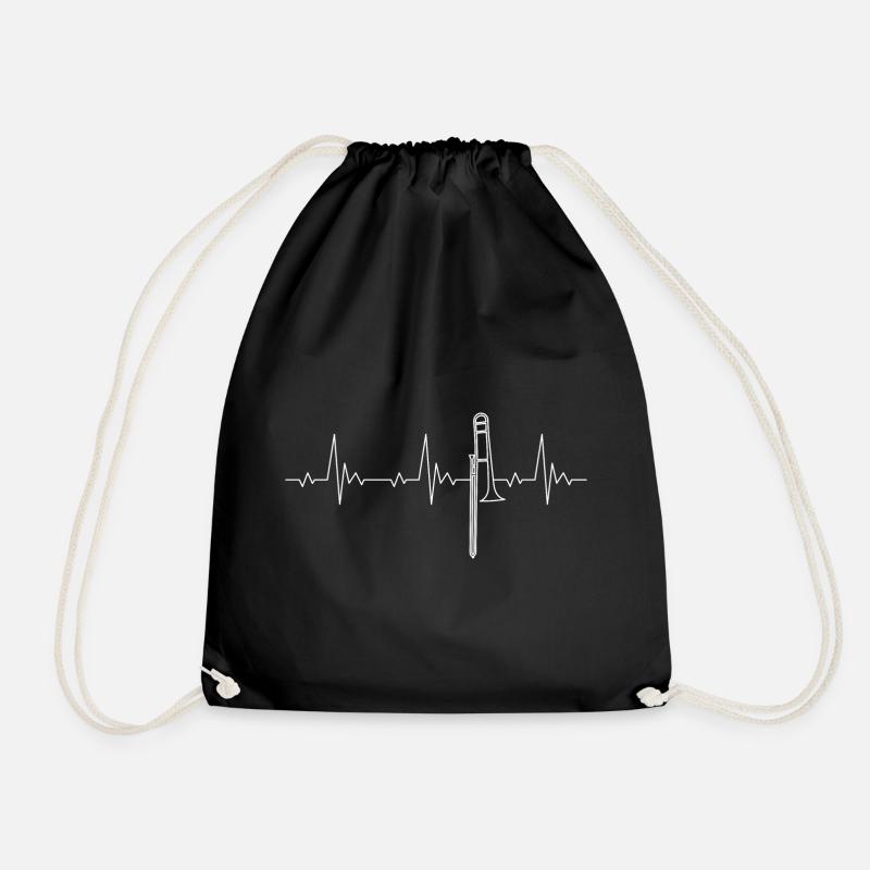 Trombone heartbeat for trombone players - Drawstring Bag - black