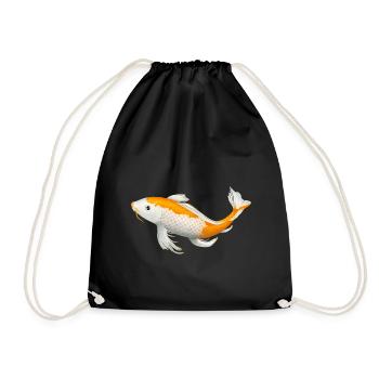 Koi Fish Carp Japan Gift - Drawstring Bag - black - Front