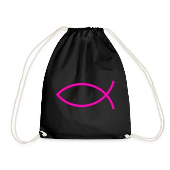 Jésus poisson rose ichthys poisson poisson poisson - Sac de sport léger - noir - Devant