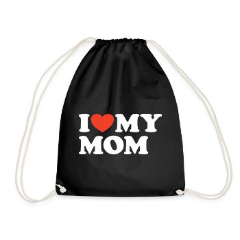 I love my Mom Heart Shirt - Drawstring Bag - black - Front