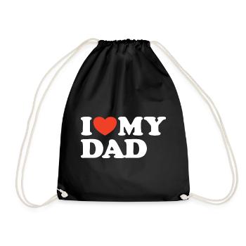 I love my Dad Herz Shirt - Turnbeutel - Schwarz - Vorne