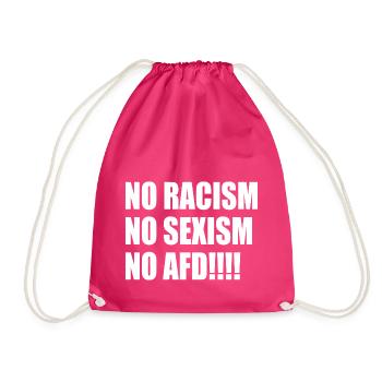 no racism no sexism no afd - Drawstring Bag - fuchsia - Front