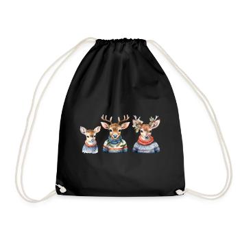 Winterhirsche Pullover-Trio - Turnbeutel - Schwarz - Vorne