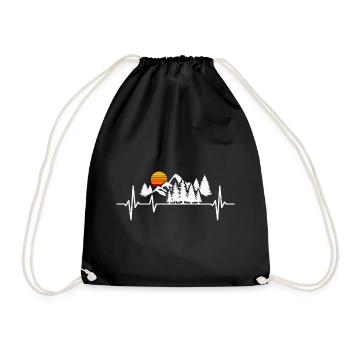 Trees Heartbeat Forest Wildlife Nature Mountains - Drawstring Bag - black - Front