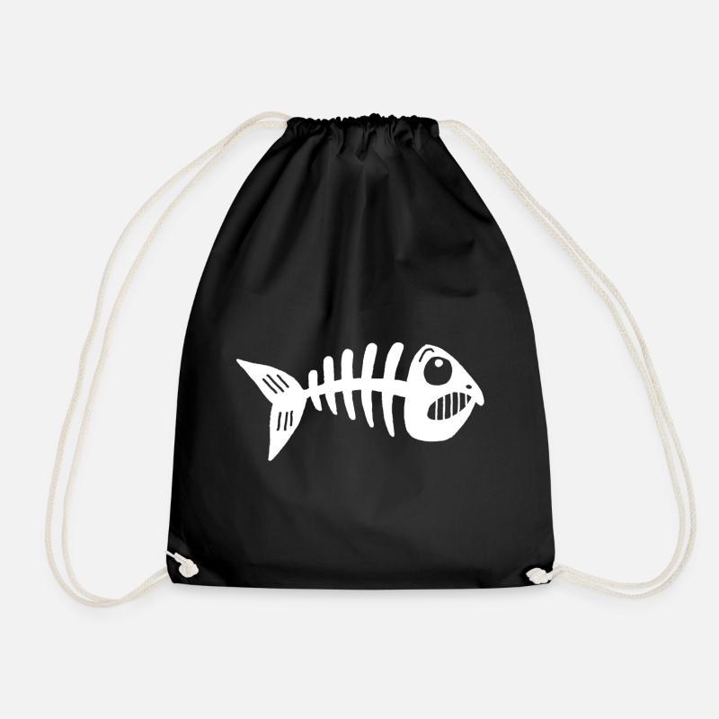 Fisch-Skelett - Turnbeutel - Schwarz