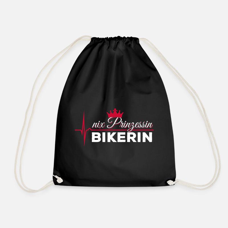 Nix Prinzessin - Bikerin - EKG Puls Geschenk - Turnbeutel - Schwarz