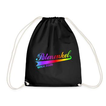 Patenonkel 2026, Patenonkel Hoodie, Tasche, Shirt - Turnbeutel - Schwarz - Vorne