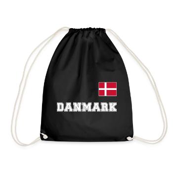 Dänemark Trikot Look – DANMARK mit Fahne Flagge - Turnbeutel - Schwarz - Vorne
