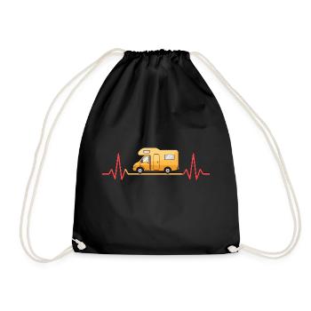 Camping amoureux avec le battement de cœur et le camping-car - Sac de sport léger - noir - Devant