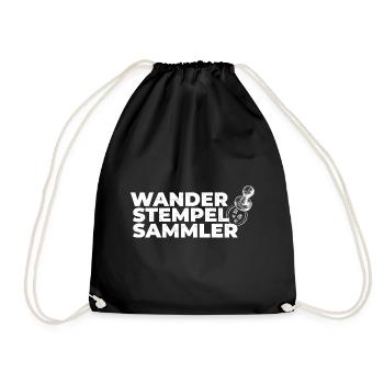 Wanderstempel Sammler - Geschenk für Wanderer  - Turnbeutel - Schwarz - Vorne