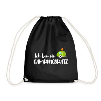 Camping Spatz Fan Camper Wohnwagen Caravan Urlaub - Turnbeutel - Schwarz - Vorne