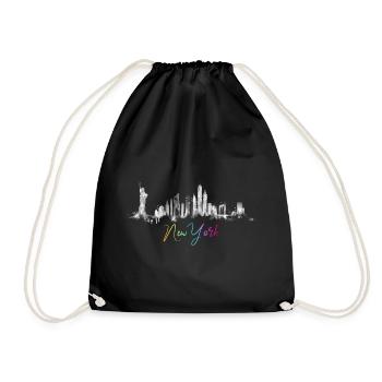 Urban Skyline Watercolor Design New York NYC - Drawstring Bag - black - Front