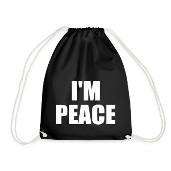 i come in peace i'm peace - Drawstring Bag - black - Front