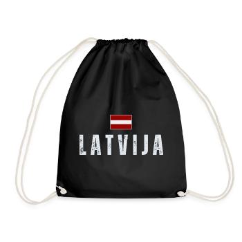 Flag of Latvia, Latvian patriot - Drawstring Bag - black - Front
