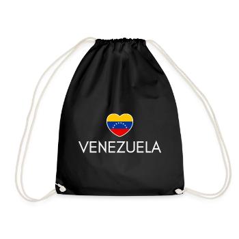 Herz mit venezuelanischer Flagge, ich liebe Venezuela - Turnbeutel - Schwarz - Vorne